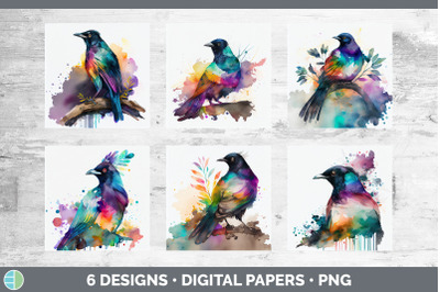 Rainbow Magpie Backgrounds | Digital Scrapbook Papers