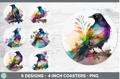 Rainbow Magpie Round Coaster | Sublimation Designs Bundle