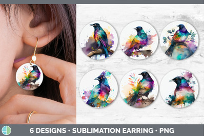 Rainbow Magpie Round Earring | Sublimation Designs Bundle