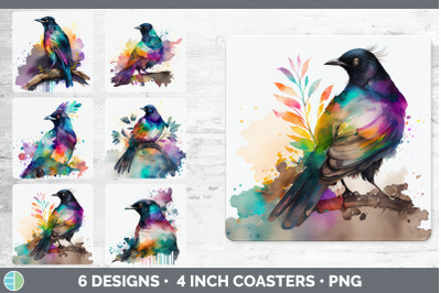 Rainbow Magpie Square Coaster | Sublimation Designs Bundle