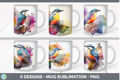 Rainbow Nuthatch Mug Sublimation | Coffee Cup Background PNG