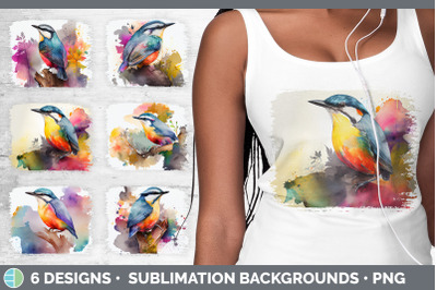 Rainbow Nuthatch Distressed Sublimation Background Panel