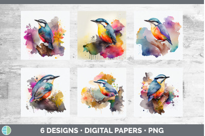 Rainbow Nuthatch Backgrounds | Digital Scrapbook Papers