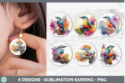 Rainbow Nuthatch Round Earring | Sublimation Designs Bundle