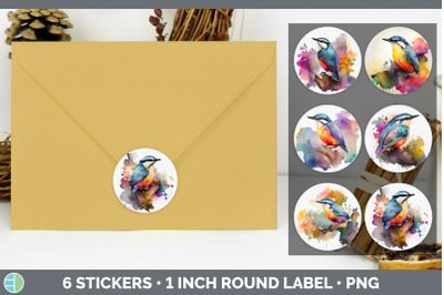 Rainbow Nuthatch Stickers | Sticker 1in Round Labels PNG Designs