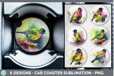 Rainbow Siskin Car Coaster | Sublimation Designs Bundle