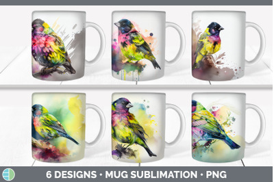 Rainbow Siskin Mug Sublimation | Coffee Cup Background PNG