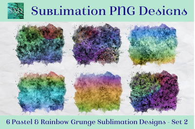 Sublimation PNG Designs - Pastel &amp; Rainbow Grunge - Set 2
