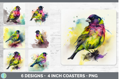 Rainbow Siskin Square Coaster | Sublimation Designs Bundle