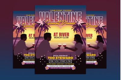 Valentine&#039;s Day Sunset Dinner Flyer