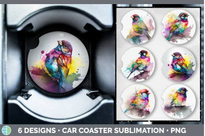 Rainbow Sparrow Car Coaster | Sublimation Designs Bundle