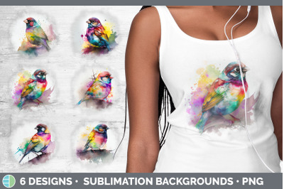 Rainbow Sparrow Background | Grunge Sublimation Backgrounds