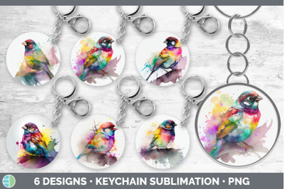 Rainbow Sparrow Keychain Bundle | Keyring Sublimation Designs