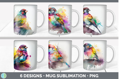 Rainbow Sparrow Mug Sublimation | Coffee Cup Background PNG