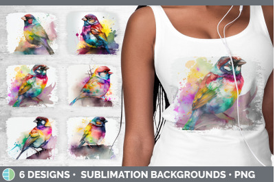 Rainbow Sparrow Distressed Sublimation Background Panel