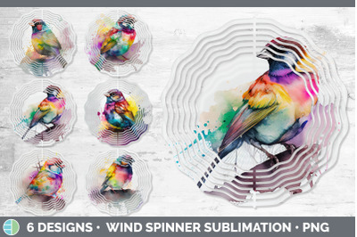 Rainbow Sparrow Wind Spinner | Sublimation Designs Bundle