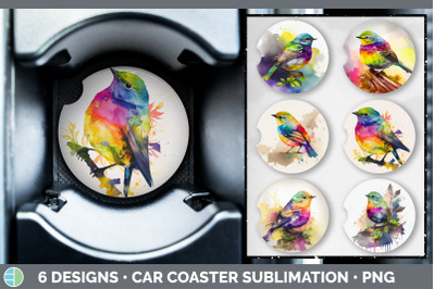 Rainbow Warbler Car Coaster | Sublimation Designs Bundle