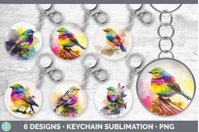 Rainbow Warbler Keychain Bundle | Keyring Sublimation Designs