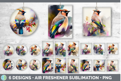 Rainbow Waxwing Air Freshener | Sublimation Designs Bundle