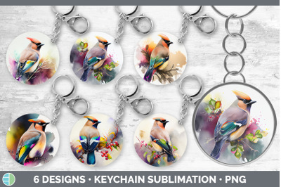 Rainbow Waxwing Keychain Bundle | Keyring Sublimation Designs