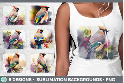 Rainbow Waxwing Distressed Sublimation Background Panel