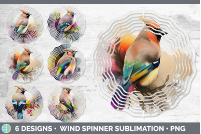 Rainbow Waxwing Wind Spinner | Sublimation Designs Bundle