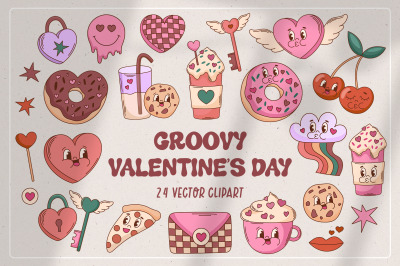 Retro Valentine&amp;#039;s Day Clipart | Groovy Valentines PNG