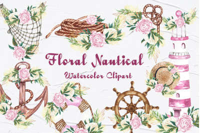 Floral Nautical Watercolor Clipart