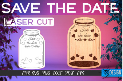 Save the Date Laser Cut SVG | Couple SVG Design | CNC Files