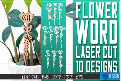 Flower Word Laser Cut SVG | Flower Decor SVG Design | CNC Files