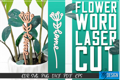 Flower Word Laser Cut SVG | Flower Decor SVG Design | CNC Files