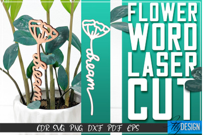 Flower Word Laser Cut SVG | Flower Decor SVG Design | CNC Files