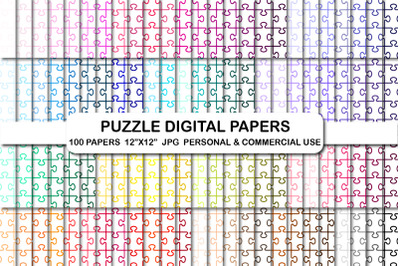 Puzzle Background Papers, Puzzle Pieces Digital Papers Pack