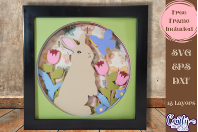 Easter Svg Shadow Box 3D Layered Spring Bunny Flowers File