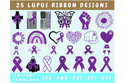 Lupus Awareness SVG Bundle, 25 Designs, Lupus Ribbon SVG, Lupus Clipar