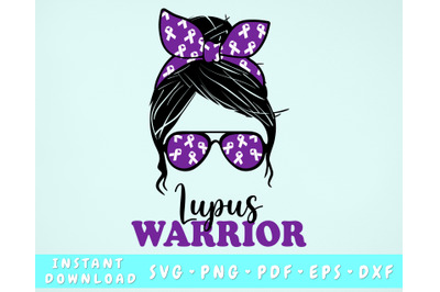 Lupus Warrior SVG, PNG, Lupus Messy Bun SVG