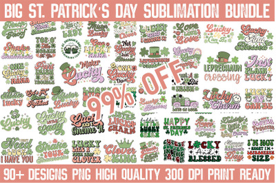 Big Retro St. Patrick&#039;s Day PNG Sublimation Bundle