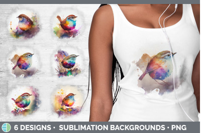 Rainbow Wren Background | Grunge Sublimation Backgrounds