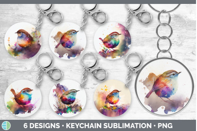 Rainbow Wren Keychain Bundle | Keyring Sublimation Designs