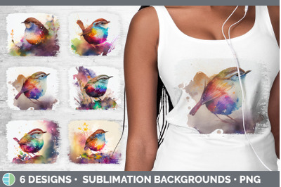 Rainbow Wren Distressed Sublimation Background Panel