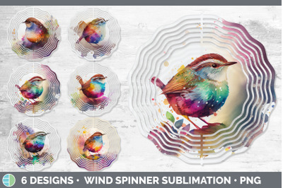 Rainbow Wren Wind Spinner | Sublimation Designs Bundle