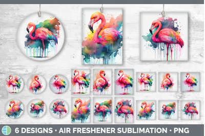 Rainbow Flamingo Air Freshener | Sublimation Designs Bundle