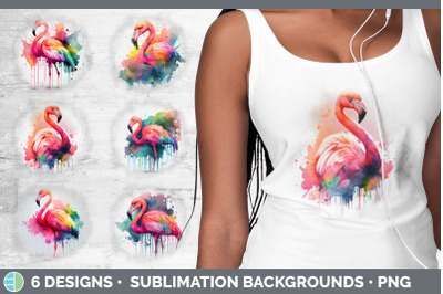Rainbow Flamingo Background | Grunge Sublimation Backgrounds