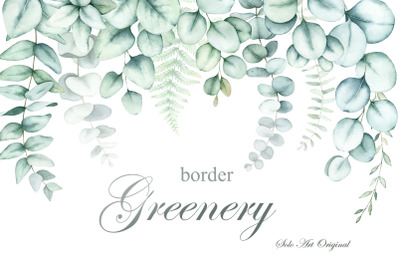 Greenery Floral border Eucalyptus Clipart background Botanical
