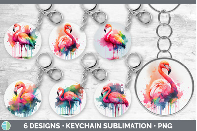 Rainbow Flamingo Keychain Bundle | Keyring Sublimation Designs