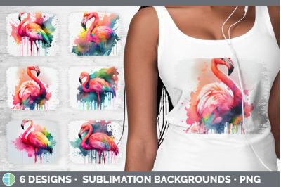 Rainbow Flamingo Distressed Sublimation Background Panel