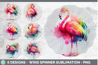 Rainbow Flamingo Wind Spinner | Sublimation Designs Bundle