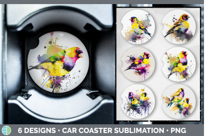 Rainbow Goldfinch Car Coaster | Sublimation Designs Bundle