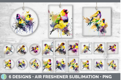 Rainbow Goldfinch Air Freshener | Sublimation Designs Bundle