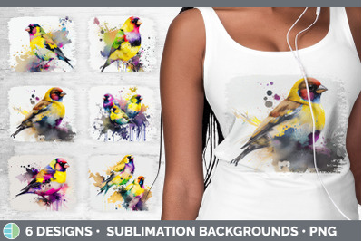 Rainbow Goldfinch Distressed Sublimation Background Panel